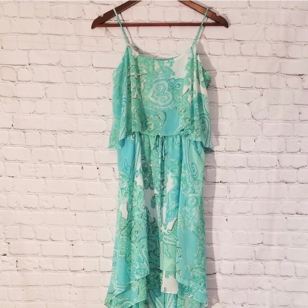 Boston Proper Aquamarine High Low Dress